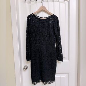 Ellen Tracey Fitted Black Lace Knee Length Cocktail Dress. Size 6